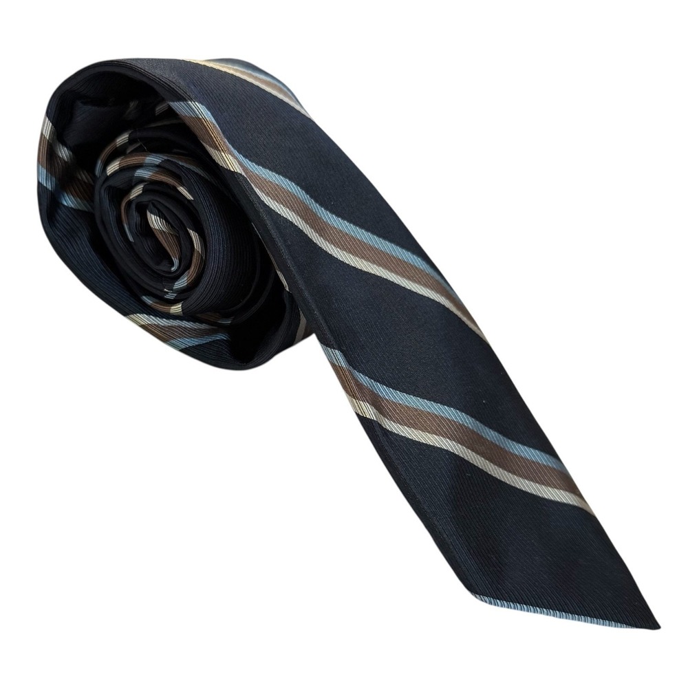 Daniel Cremieux Mens Silk Tie Black Stripe Mantero Collection NWT